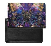 BHTGTRFDTD Passport Cover Case Butterfly Purple Flowers Pu Leather Passport Holder Cover with Card Slot