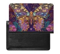 BHTGTRFDTD Passport Cover Case Butterfly Purple Flowers Pu Leather Passport Holder Cover with Card Slot