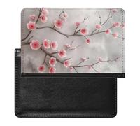 BHTGTRFDTD Passport Cover Case Cherry Blossom Flowers Pink Pu Leather Passport Holder Cover with Card Slot