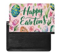 BHTGTRFDTD Passport Cover Case Colorful Easter Eggs Happy Easter Pu Leather Passport Holder Cover with Card Slot