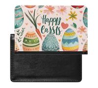 BHTGTRFDTD Passport Cover Case Colorful Easter Eggs Happy Easter Pu Leather Passport Holder Cover with Card Slot