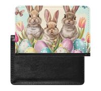BHTGTRFDTD Passport Cover Case Colorful Easter Eggs Rabbits Butterfly Pu Leather Passport Holder Cover with Card Slot