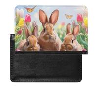 BHTGTRFDTD Passport Cover Case Colorful Easter Eggs Rabbits Butterfly Pu Leather Passport Holder Cover with Card Slot