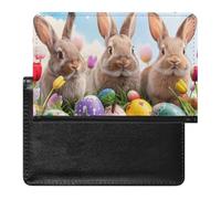 BHTGTRFDTD Passport Cover Case Colorful Easter Eggs Rabbits Butterfly Pu Leather Passport Holder Cover with Card Slot