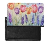 BHTGTRFDTD Passport Cover Case Colorful Tulips and Lavender Flowers Butterflies Pu Leather Passport Holder Cover with Card Slot