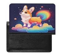 BHTGTRFDTD Passport Cover Case Cute Corgi Dog and Clouds Pu Leather Passport Holder Cover with Card Slot