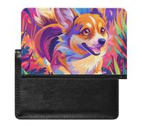 BHTGTRFDTD Passport Cover Case Cute Corgi Dog Colorful Background Pu Leather Passport Holder Cover with Card Slot