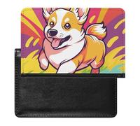 BHTGTRFDTD Passport Cover Case Cute Corgi Dog Colorful Background Pu Leather Passport Holder Cover with Card Slot