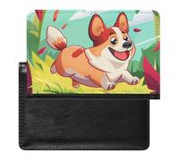 BHTGTRFDTD Passport Cover Case Cute Corgi Dog Colorful Background Pu Leather Passport Holder Cover with Card Slot