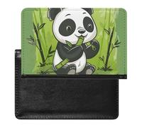 BHTGTRFDTD Passport Cover Case Cute Panda Green Pu Leather Passport Holder Cover with Card Slot