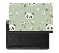 BHTGTRFDTD Passport Cover Case Cute Panda Pattern Small White Flowers Pu Leather Passport Holder Cover with Card Slot