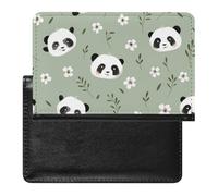 BHTGTRFDTD Passport Cover Case Cute Panda Pattern Small White Flowers Pu Leather Passport Holder Cover with Card Slot