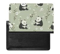 BHTGTRFDTD Passport Cover Case Cute Panda Pattern Small White Flowers Pu Leather Passport Holder Cover with Card Slot