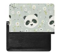 BHTGTRFDTD Passport Cover Case Cute Panda Pattern Small White Flowers Pu Leather Passport Holder Cover with Card Slot