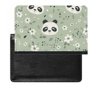 BHTGTRFDTD Passport Cover Case Cute Panda Pattern Small White Flowers Pu Leather Passport Holder Cover with Card Slot