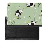 BHTGTRFDTD Passport Cover Case Cute Panda Pattern Small White Flowers Pu Leather Passport Holder Cover with Card Slot