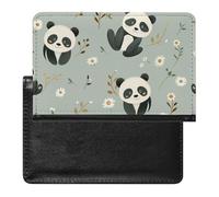 BHTGTRFDTD Passport Cover Case Cute Panda Pattern Small White Flowers Pu Leather Passport Holder Cover with Card Slot