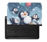 BHTGTRFDTD Passport Cover Case Cute Penguin Balloons Snowflakes Pu Leather Passport Holder Cover with Card Slot