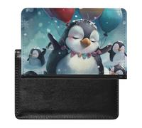 BHTGTRFDTD Passport Cover Case Cute Penguin Balloons Snowflakes Pu Leather Passport Holder Cover with Card Slot