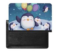 BHTGTRFDTD Passport Cover Case Cute Penguin Balloons Snowflakes Pu Leather Passport Holder Cover with Card Slot