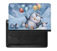 BHTGTRFDTD Passport Cover Case Cute Penguin Balloons Snowflakes Pu Leather Passport Holder Cover with Card Slot