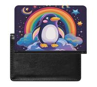 BHTGTRFDTD Passport Cover Case Cute Penguin Rainbow Stars Patterns Cloud Pu Leather Passport Holder Cover with Card Slot