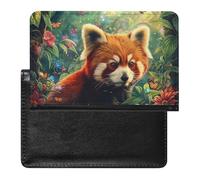 BHTGTRFDTD Passport Cover Case Cute Red Panda Butterfly Patterns Pu Leather Passport Holder Cover with Card Slot