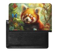BHTGTRFDTD Passport Cover Case Cute Red Panda Butterfly Patterns Pu Leather Passport Holder Cover with Card Slot