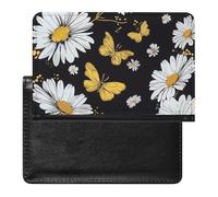 BHTGTRFDTD Passport Cover Case Daisies Blossom Flowers Daisy Butterfly Pu Leather Passport Holder Cover with Card Slot