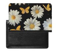 BHTGTRFDTD Passport Cover Case Daisies Blossom Flowers Daisy Butterfly Pu Leather Passport Holder Cover with Card Slot