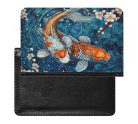BHTGTRFDTD Passport Cover Case Fish Water Pond Cherry Blossom Flower Pu Leather Passport Holder Cover with Card Slot
