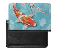 BHTGTRFDTD Passport Cover Case Fish Water Pond Cherry Blossom Flower Pu Leather Passport Holder Cover with Card Slot