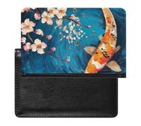 BHTGTRFDTD Passport Cover Case Fish Water Pond Cherry Blossom Flower Pu Leather Passport Holder Cover with Card Slot