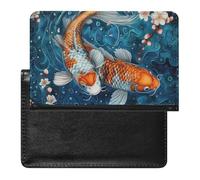 BHTGTRFDTD Passport Cover Case Fish Water Pond Cherry Blossom Flower Pu Leather Passport Holder Cover with Card Slot