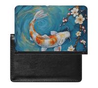 BHTGTRFDTD Passport Cover Case Fish Water Pond Cherry Blossom Flower Pu Leather Passport Holder Cover with Card Slot