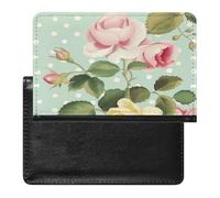 BHTGTRFDTD Passport Cover Case Floral Roses Blossom Polka Dot Pu Leather Passport Holder Cover with Card Slot