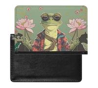 BHTGTRFDTD Passport Cover Case Green Frog Pu Leather Passport Holder Cover with Card Slot