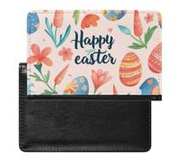 BHTGTRFDTD Passport Cover Case Happy Easter Colorful Eggs Pu Leather Passport Holder Cover with Card Slot