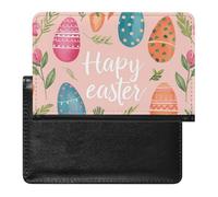 BHTGTRFDTD Passport Cover Case Happy Easter Colorful Eggs Pu Leather Passport Holder Cover with Card Slot