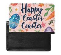 BHTGTRFDTD Passport Cover Case Happy Easter Colorful Eggs Pu Leather Passport Holder Cover with Card Slot