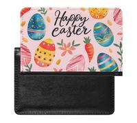 BHTGTRFDTD Passport Cover Case Happy Easter Colorful Eggs Pu Leather Passport Holder Cover with Card Slot