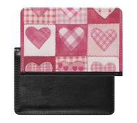 BHTGTRFDTD Passport Cover Case Pink and White Patchwork Heart Pattern Pu Leather Passport Holder Cover with Card Slot