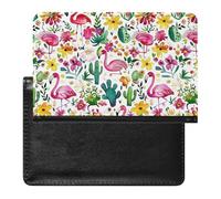 BHTGTRFDTD Passport Cover Case Pink Flamingos Cacti Patterns Pu Leather Passport Holder Cover with Card Slot