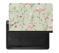 BHTGTRFDTD Passport Cover Case Pink Flamingos Tropical Flowers Pu Leather Passport Holder Cover with Card Slot