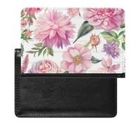 BHTGTRFDTD Passport Cover Case Pink Roses Flowers Blossom Watercolor Pu Leather Passport Holder Cover with Card Slot