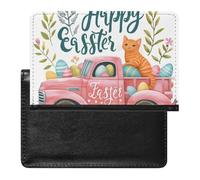 BHTGTRFDTD Passport Cover Case Pink Truck Blossom Easter Flowers Pu Leather Passport Holder Cover with Card Slot