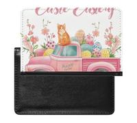 BHTGTRFDTD Passport Cover Case Pink Truck Blossom Easter Flowers Pu Leather Passport Holder Cover with Card Slot