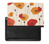 BHTGTRFDTD Passport Cover Case Poppies Blossom Flowers Red and Orange Pu Leather Passport Holder Cover with Card Slot