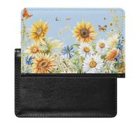 BHTGTRFDTD Passport Cover Case Spring Sunflowers Daisy Flowers Butterfly Pu Leather Passport Holder Cover with Card Slot