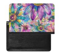 BHTGTRFDTD Passport Cover Case Vibrant Colorful Daisies Blossm Flowers Daisy Pu Leather Passport Holder Cover with Card Slot